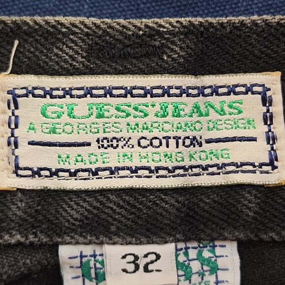 Guess Jeans Black Vintage Cotton Double Button Wide Leg Washed Jeans Size 32 XL - Picture 14 of 16